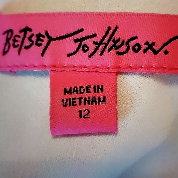 NWT Betsey Johnson Ivory & Gold Lace Trumpet Sleeve Tie Back Dress Size 12 - Picture 6 of 8